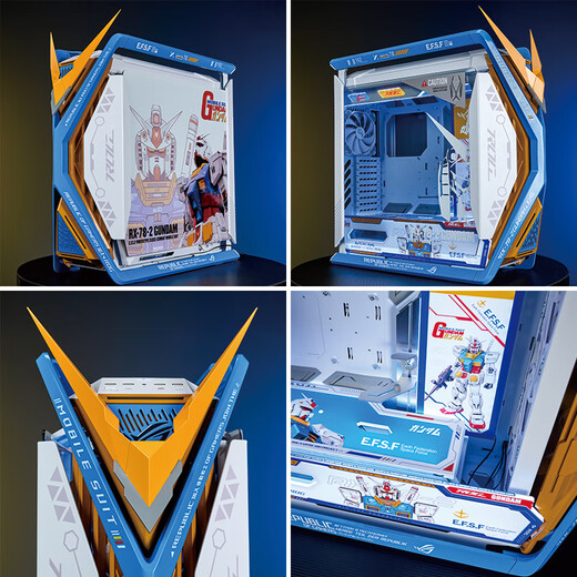 ASUS ROG GR701 God of Creation White chassis Fubuki EVA series customized UV printing color change full tower theme customized chassis Suede leather customized ARGB full set of light panels Blue and white Gundam White chassis + combat angle + UV light panel Existing solution customization