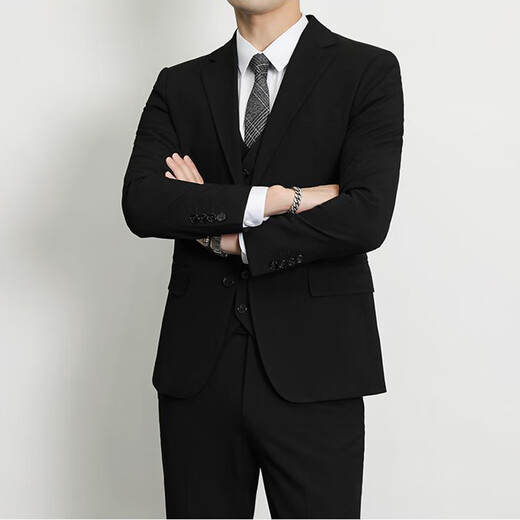 Ayou Fat suit Set Men's Business Form Family Family Family Family Family Care Professional Tong Two -piece Dress Black 3XL