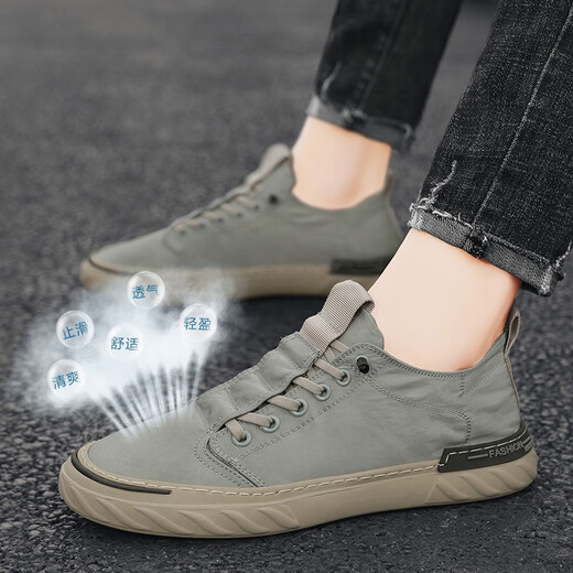 DOLLVAN2025 Frühling und Sommer neue Herrenschuhe wasserdicht, Anti-Skating, atmungsaktiv, lässig, faul einbeinig, modisch und vielseitig, Sneakers W838 grün 41