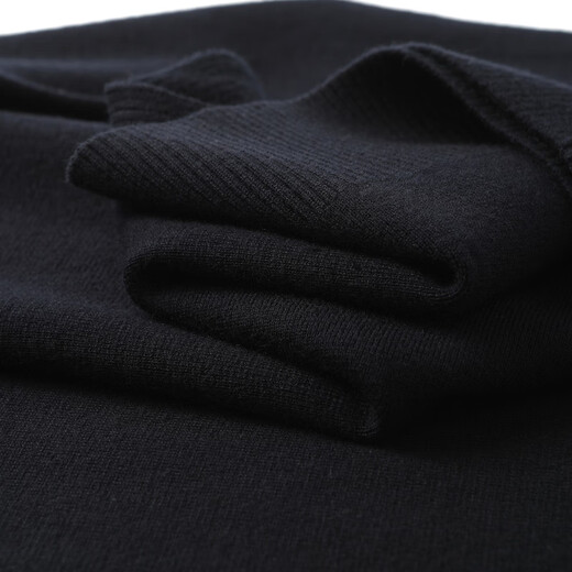 Hengyuanxiang Basulan worsted wool sweater men's machine washable sweater solid color casual V-neck sweater cardigan black navy L /175/92A