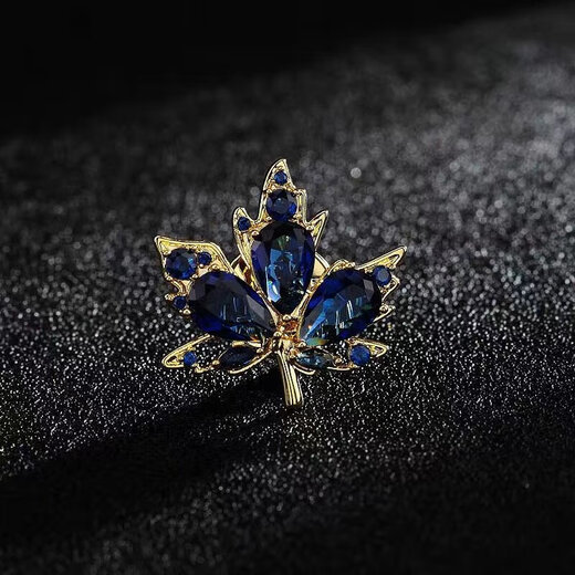 Jiemo Light Luxury Maple Leaf Brooch Men's Corsage Suit Pin Crystal Badge Simple and Attractive Pin Lapel Pin Accessories z4 Red