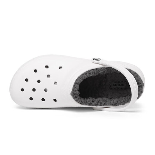 crocs Crocs Children's Cotton Slippers for Men and Girls, Winter Warm Fleece Hole Shoes 207010_10M White 36 -37 Inner Length About 225mm
