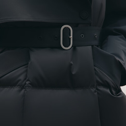 Ailai Yufeng Chaqueta de plumón de ganso para mujer Invierno 2025 Nuevo estilo Chaqueta ajustada con cuello de viento Cinturón desmontable Chaqueta larga y gruesa Negro carbón - Actualizado M Recomendado 130-145 Jin Jin equivale a 0,5 kg 160