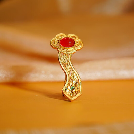 Tongrubi old Phoenix national style persimmon persimmon south red Ruyi hairpin filigree chiseled peony lace clip Chinese style palace everything goes well hairpin