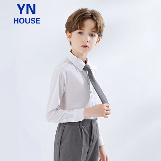 Yinuofang children's shirt white long-sleeved shirt performance clothing bottoming shirt boy shirt white long-sleeved 150CM