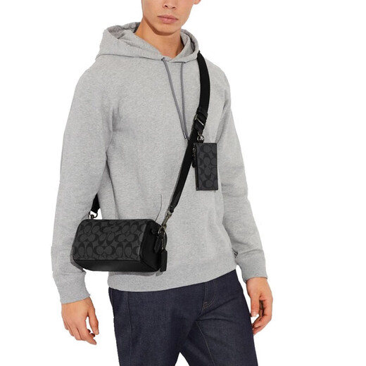 Coach (Coach) Herrenbeutel Canvas Herren-Kissenbag Klassiker gedrucktem One-Shoulder Crossbody Camera Bun Mutter Tasche CJ674 Black QBO4g