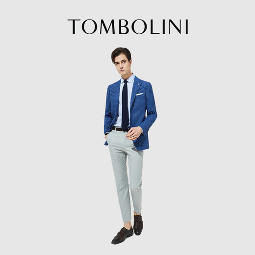 Dongbolini Spring New Product Casual Single West Men's Casual Suit Jacket Tide Blue Plaid Versatile Suit Dark Blue L 175/96A(50)