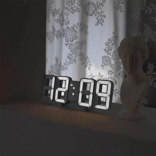 CLCEYins韩国简约3D夜光LED数字钟时钟智能创意多功能挂钟桌面电子闹钟 3D数字钟黑色6189白灯