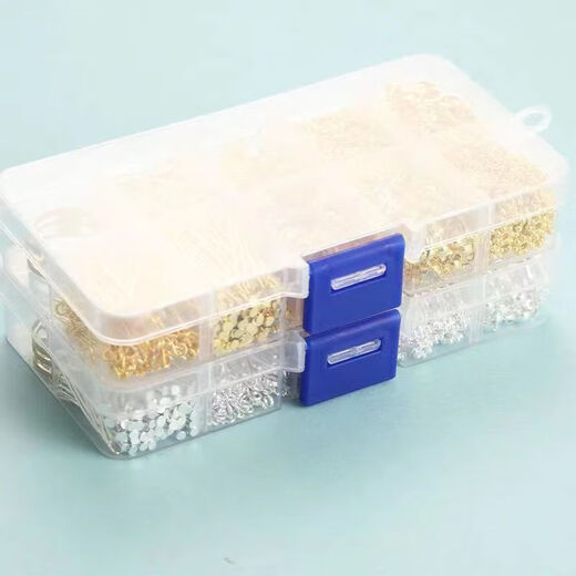 Pei Nanwei diy handmade accessories set open circle nine-character needle T needle lobster clasp positioning beads hairpin accessories full set of accessories gold diy material set box 1 set picture 1 style