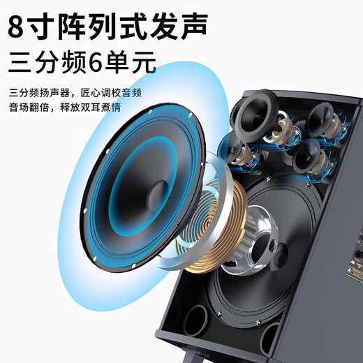 CHIGO square dance Bluetooth speaker subwoofer outdoor large volume outdoor karaoke sound card audio playing and singing 15-inch flagship version + wireless microphone X1