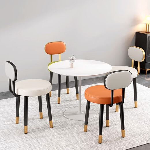 
Kunfeng dressing chair master bedroom dressing table chair with backrest office casual stool household dining chair reception chair light gray [simple style] without backrest