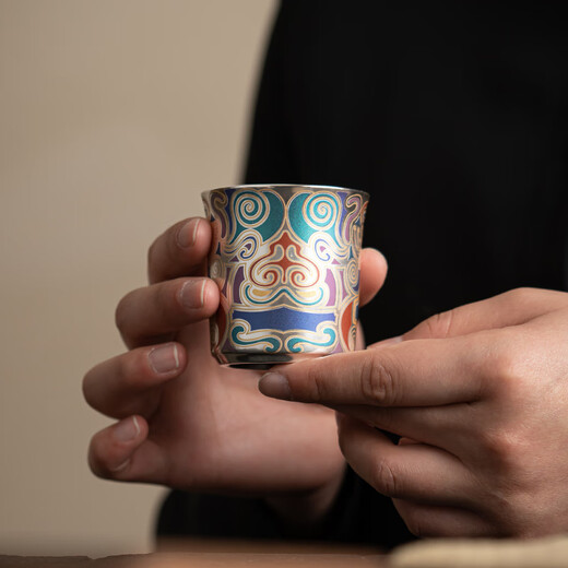 SUSHI CERAMICS Dunhuang gilt silver tea set set by Chen Desheng, the national intangible cultural heritage inheritor, one pot and two cups accompanying the gift box