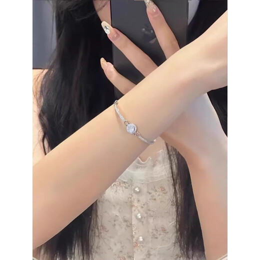 Woug shihuajia loski circonio pequeño pulsera de piedra redonda luz nicho de lujo exquisito pulsera diosa novia plata plata