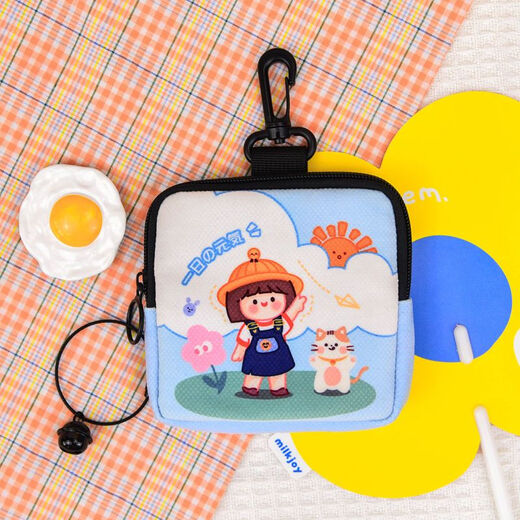 Qindu Fashion Canvas Coin Wallet Netter Crossbody Multifunktional Mini Storage Bag Wallet Bag Schlüsselbeutel Anhänger Rifu eines Tages (mit Handgürtel + Crossbody-Gürtel)