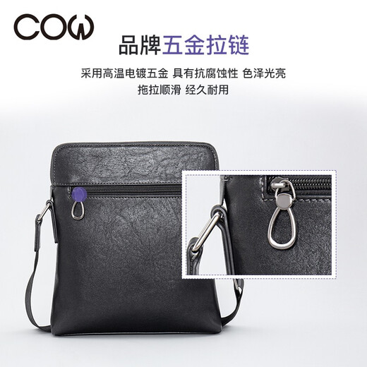 Französische Kuhwuchterbeutel Herren-Crossbody-Tasche Herrenbag Business Casual Bag Handtasche Geschäfts Reisebag C-9898 Single Schulter schwarz
