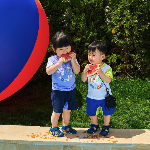 Adidas pontoon AltaVenture Velcro toe-cap sandals summer new style for boys and girls, navy blue and bright yellow D97199 21 (120mm)