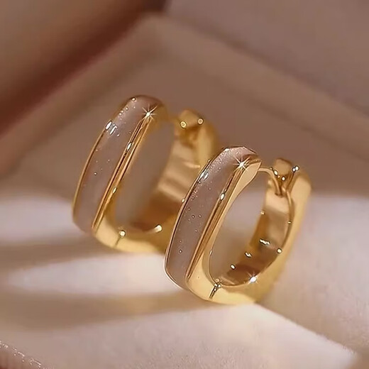 Yongjie Square Geometric Earrings Women's Trendy Light Luxurious Temperament High-end Niche Earrings Women's Earrings for Girlfriends Chinese Valentine's Day Gift Square Earrings Gold G228