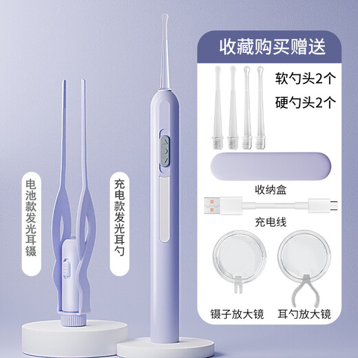 西多米发光挖耳勺掏耳朵神器婴儿童发光可视掏耳勺宝宝耳屎镊子采耳套装