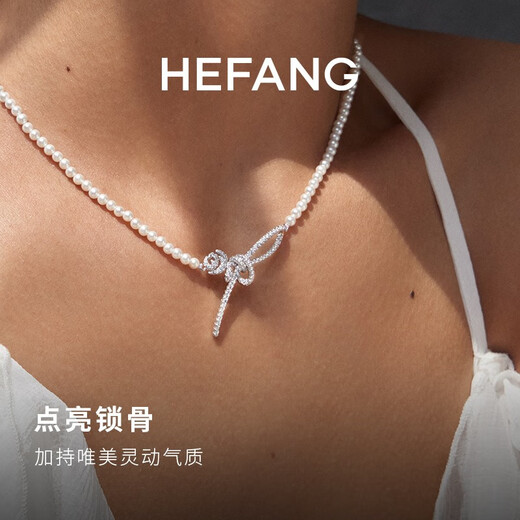 HEFANG He Fang Jewelry Rose Ribbon Necklace Silver Clavicle Chain Light Luxurious and High-end Birthday Gift for Girlfriend Necklace