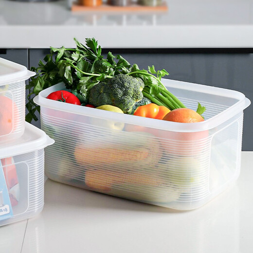 Mimu Kühlschrank Speicherbox Lebensmittelqualität große Kapazität Transparent Aufbewahrungsbox Frisch Aufbewahrungsbox Frischkastenversiegelte Gemüse 1713. gestreifte Frischkasten Große Größe (15,5 l) Box + Deckel