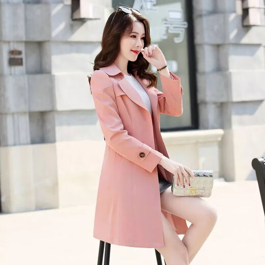 Klatsch des verlorenen Sohnes [leichter Luxus] Trench Coat-Jacke für Frauen mit mittlerer Länge in der Mitte der Länge und Herbst 2023 Herbst Kleidung neue kleine Person mit High-End-Temperament 689 Khaki XL [Vorgeschlagen 115-125 Jin [Jin gleich 0,5 kg]]]