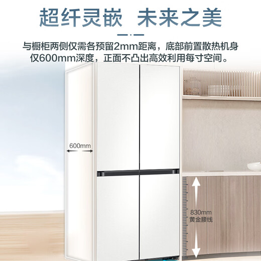 Samsung (SAMSUNG) AI God Refrigerator Venus 501L Four-Open Door Cross Door Three-Circuit Ultra-Thin Zero Inlay Flat Inlay Air-Cooled Frost-Free National Subsidy 20% White RF50DG5021CWSC
