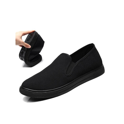 New style black cloth shoes spring and autumn old Beijing men's soft sole black casual work board shoes one foot pedal sail comfortable waterproof 94X-2603 plus velvet winter style 43