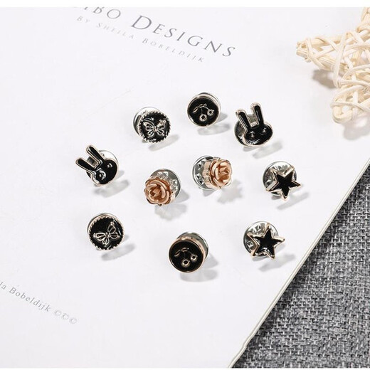 Yililuo sewing-free brooch, anti-exposure button, button pin, collar, hidden button, decorative clothing button, invisible button, pearl style, 10 pieces