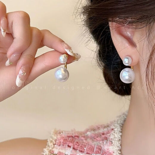 s925银珍珠耳钉轻奢小众网红百搭耳环2025年春夏耳饰一对拍2 103#大小珍珠两戴款耳钉