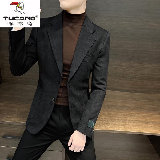 Woodpecker (TUCANO) men's high-end suede suit jacket spring and autumn men's business gentleman casual yuppie slim suit top handsome brown XL 130-145