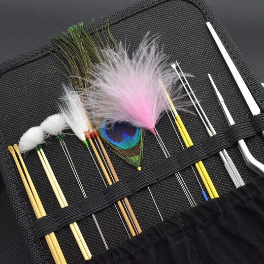 Xiaoyao Wang professional ear picking tool set, ear picking luminous ear picking spoon, ear cleaning goose feather stick, visible hand lamp, chicken crane feather stick, pink set (hand lamp) 1 piece