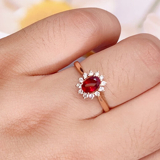 YIBA 0.8 carat natural pigeon blood red ruby ring, colorful 18K gold and diamond, girl's birthday gift for girlfriend, 0.8 carat, size message (9 to 20) ready stock