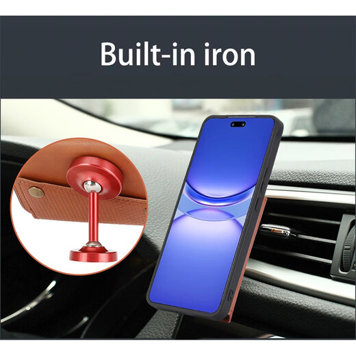 Coole Teile eignen sich für Huawei Nova12 Pro Mobiltelefonkartenkartenbeutel können Karten Nova 12 Ultra -Leder -Hülle mit Automagnet -Saug -Magnetkarte Nova 12 Kartenkoffer kreativ verstecktes schwarzes Huawei Nova 12 halten