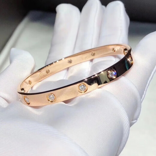 PT950 Platinum Bracelet Wang Jiaer's Same Style Gypsophila Female Gold-plated 18k Gold Light Luxury Full of Diamonds Narrow Twist Bracelet Gypsophila Rose Gold No. 15
