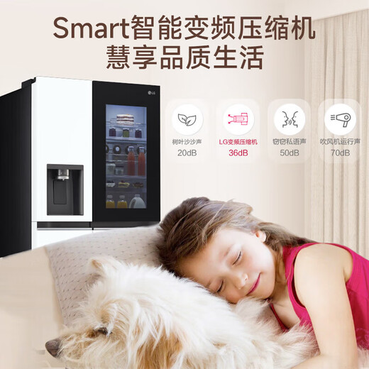 LG635L Refrigérateur Double-ouverte Porte, machine de fabrication de glace intelligente de fenêtre en perspective, Réfrigérateur de réfrigérateur à double capacité à double capacité refroidie à air refroidi Fros