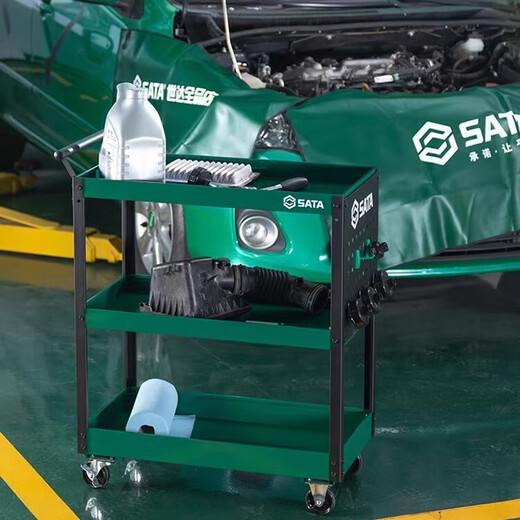 Shida three-layer tool cart mobile tool cart auto repair repair parts cart multi-function tool cabinet 95222B-R 95222A three-layer parts tool cart/green