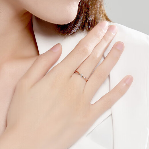 Trendy Acer to Simple Intertwined 18K Gold Diamond Ring Female Color Gold Diamond Ring Hand Accessories Birthday Gift No. 15