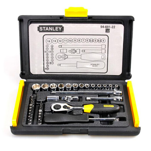 Stanley Ratchet-Werkzeugsatz 35-teiliger Sockelschlüssel Set 6,3 mm Auto Reparaturwerkzeugset 94-691 94-691 94-4-691