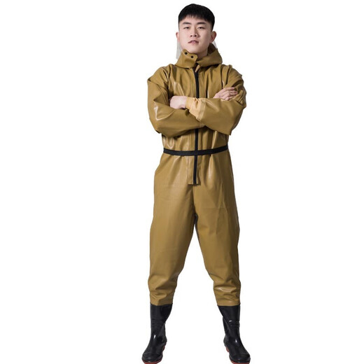 HHONGSHIYU waders, full-body rain trousers, waders, waterproof fish pants, one-piece waterproof suit, reservoir wading jacket, wading pants, fishing suit, yellow rhombus knit, cuff style 42 (select according to sneaker size)