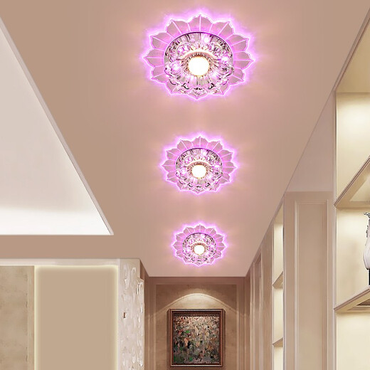 Jinglei LED coloré allée lumière couloir lumière salon couleur spot downlight intégré cristal hall d'entrée lumière d'entrée LED 5 watts avec lumière blanche haute luminosité installation dissimulée