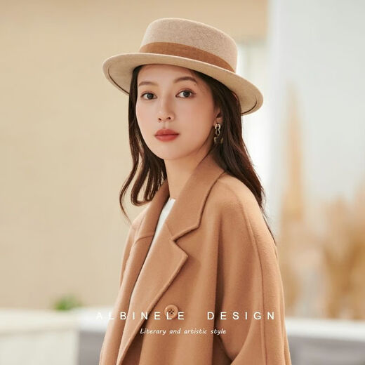 Albinele Blanco Francés Francés Autumno e Invierno Top de lana Top de lana para mujeres Flat Edge Smith British Big Cavo Circumferencia Men versátil Camel Negro 54-57 A ajustable M (adecuado para la mayoría de las personas) Blanco (características del modelo popular)