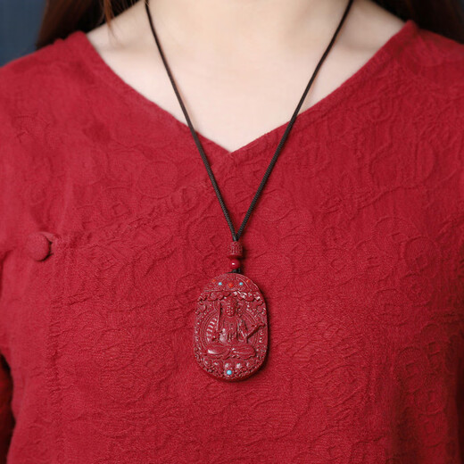 Zexin Yayu Cinnabar Pendant Men and Women's Native Buddha's Prayer Wheel Twelve Zodiac Guardian God Pendant Native Year of Native Fortune Necklace