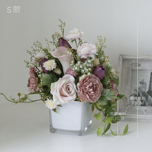 Wild style natural style mixed and match floral art simulation floral hotel living room coffee table decoration TV cabinet decoration counter decoration rose desktop flower AC828