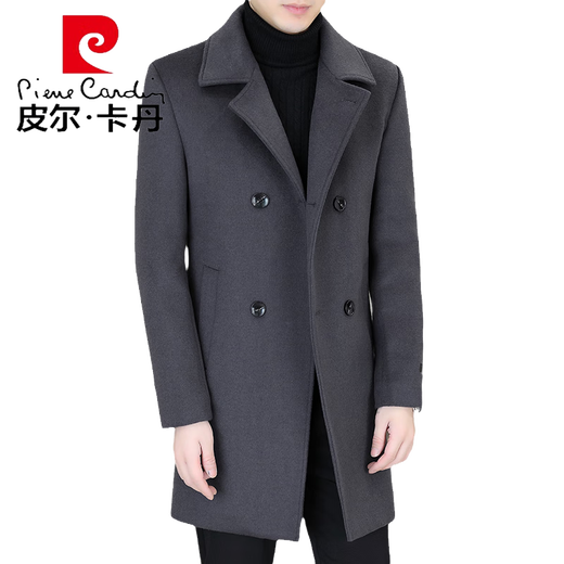 Pierre Cardin en laine en laine pour hommes plus en coton épaissis d'épaissine du manteau en laine à double boutonnage pour la longueur moyenne pour l'automne et l'hiver.