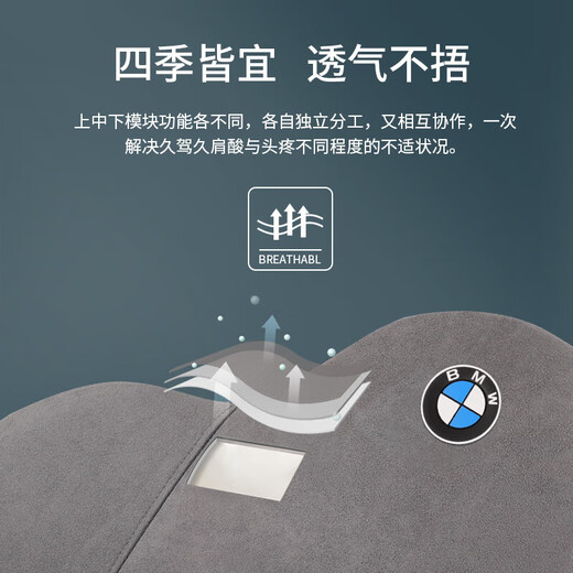 Xinshengling Peugeot Automobile Headrest 408 408x 4008 5008 508l 2008 207 lumbar neck pillow for car headrest lumbar waist set Elegant skin grey - 1 car owner driver neck pillow seat back cushion Automobile supplies waist cushion