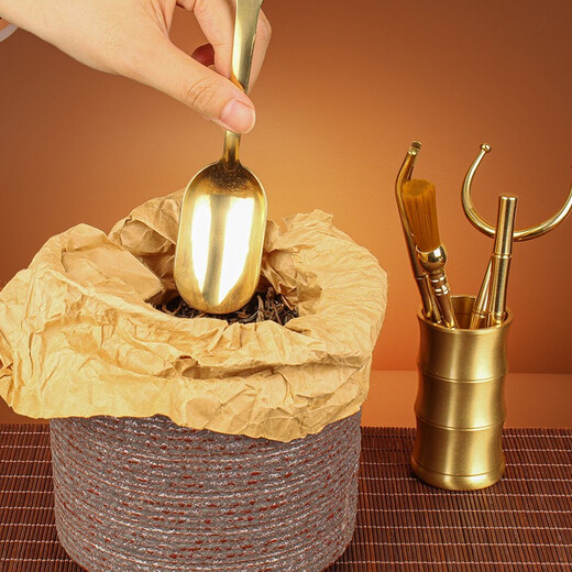 The Supreme Good Is Like Water <The Six Gentlemen of the Tea Ceremony> All Copper Tea Ceremony Six Gentlemen Set Ornaments, Tea Clips, Kung Fu Tea Set Accessories <The Six Gentlemen of the Tea Ceremony> Six-piece Set