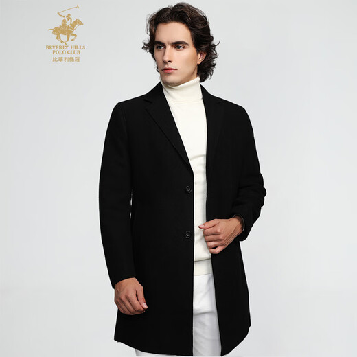 Bivalli Paul autumn and winter mid-length coat men's trend Korean version men's warm wool jacket black 52