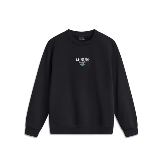 Li Ning Outdoor Sports 2024 New Winter Casual and Versatile Men's Round Neck Pullover Warm Plus Fleece Sweatshirt AWDU679 Flower Gray AWDU679-2 S