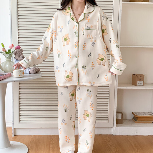 空气棉月子服秋冬季产后喂奶衣孕妇保暖产妇哺乳可外穿家居服套装 AB6227 XXL码（建议150-170斤）