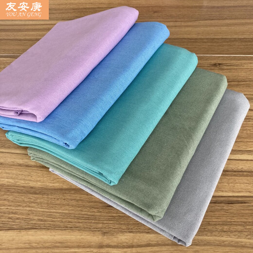 You'angeng solid color old coarse cloth bed pure cotton thickened encrypted cotton dormitory cotton linen linen naked sleeping sheet four seasons pure blue bed sheet 2.5*2.5 meters + 2 pillowcases